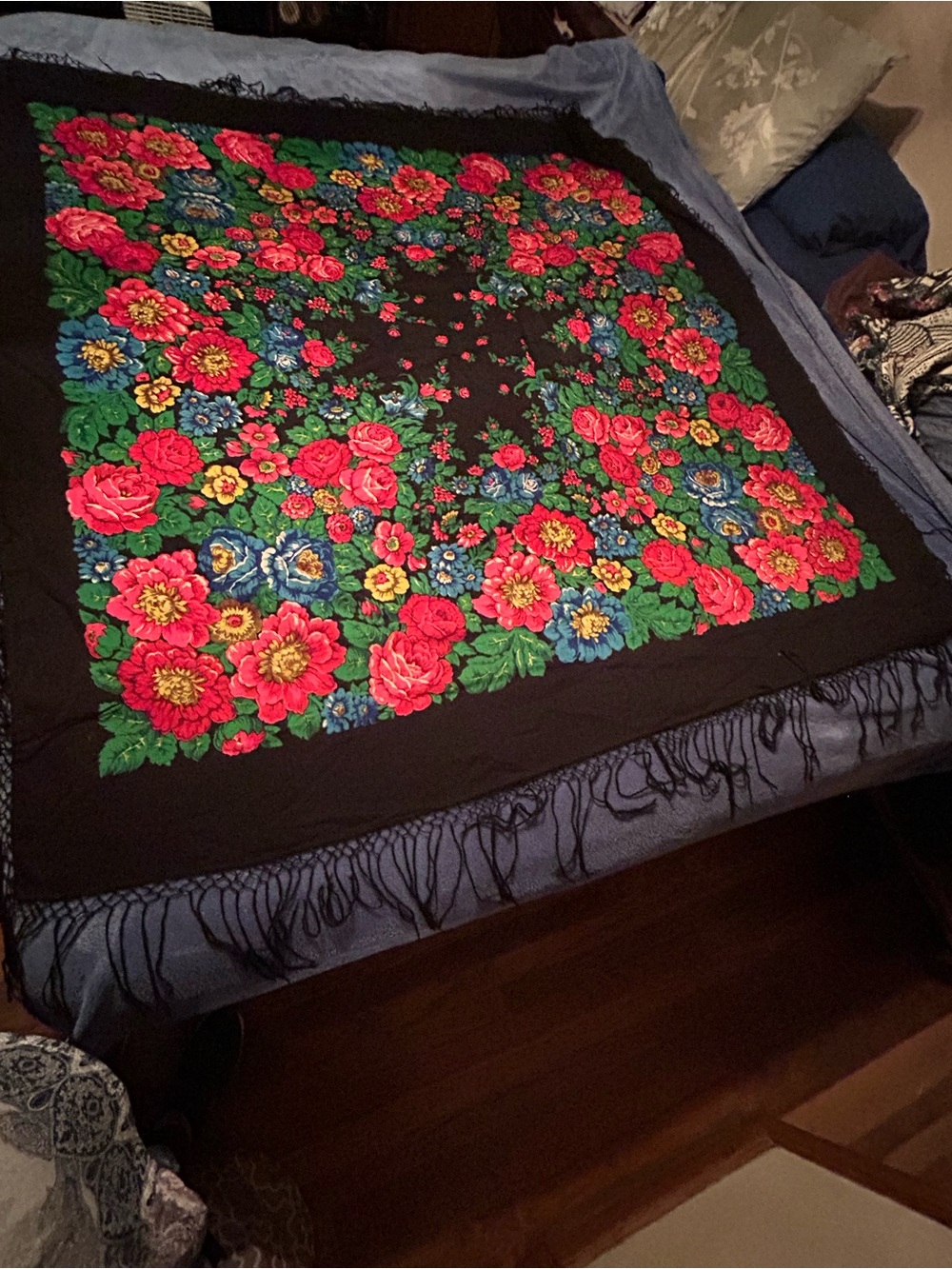 Floral Fringe Scarf